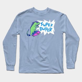 Super Duper - Retro 90s Skateboarding Iguana Long Sleeve T-Shirt